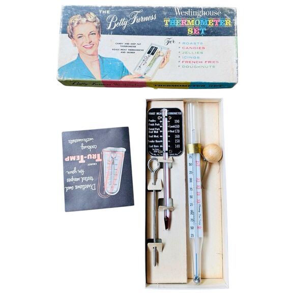 VTG 50s MCM Betty Furness Westinghouse Candy & Cooking Thermometer Set Box NOS - Picture 4 of 8